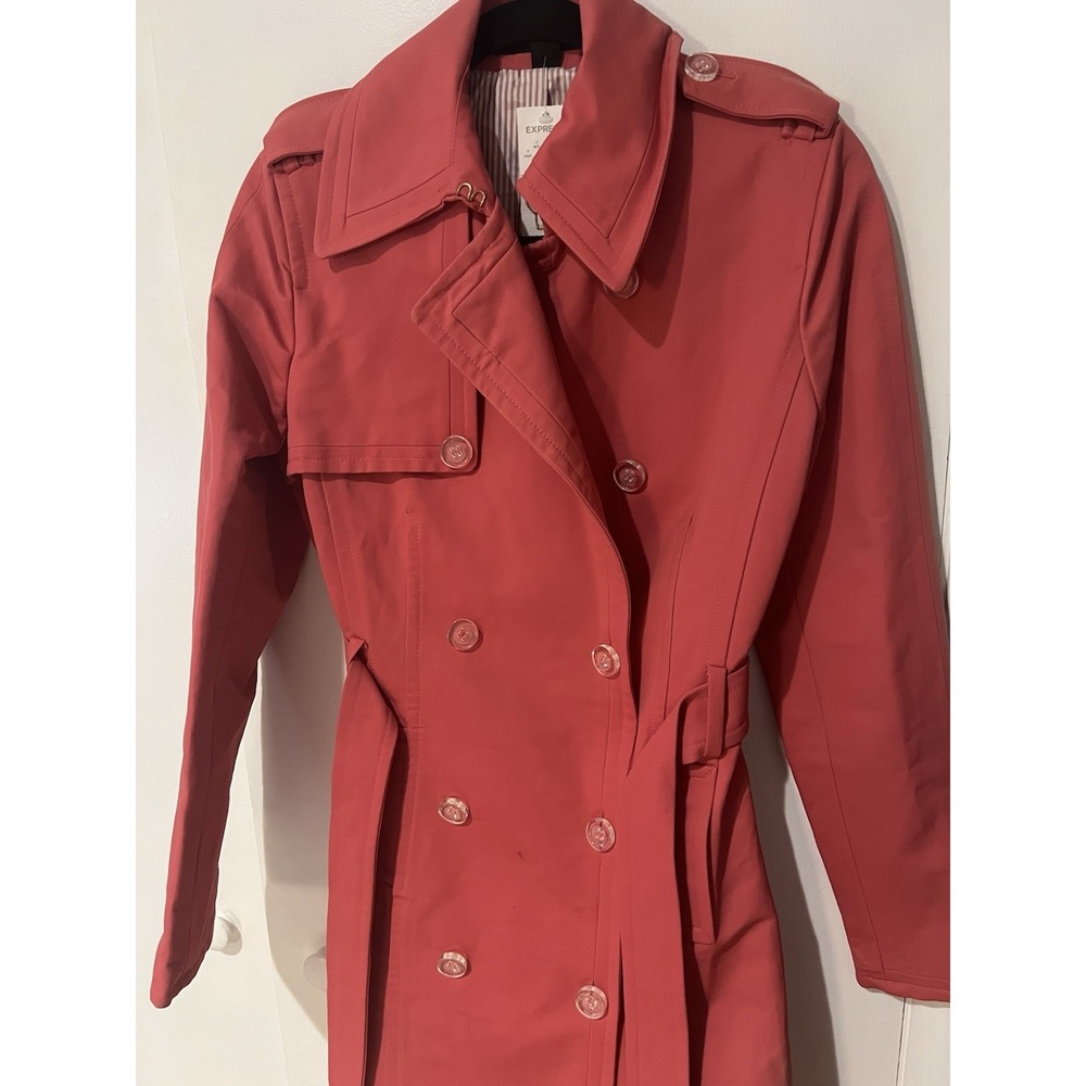 Express‎ Women's Pink Rain Trench Coat Size XS New With Defects